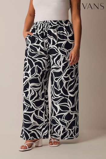 Evans Wide Leg Air Flow White Ground	Trousers face (B56105) | £39