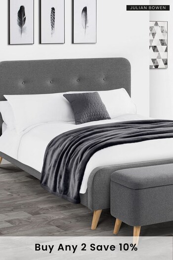 Julian Bowen Grey Astrid Curved Retro Buttoned Upholstered Bed (B56152) | £305 - £325