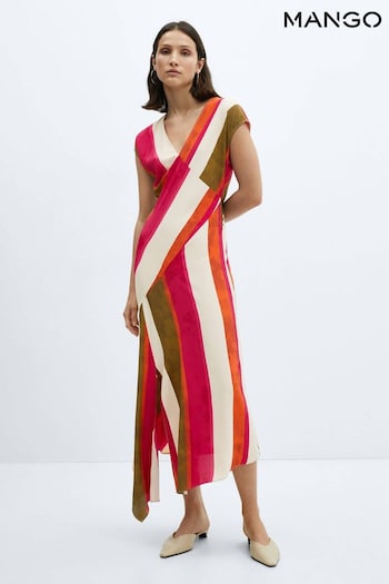 Mango Short Sleeve Dress with Asymmetric Hem (B56167) | £60