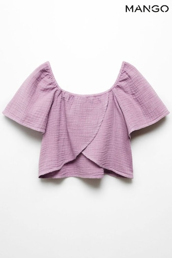 Mango Purple Cheesecloth Cotton Blouse (B56215) | £20