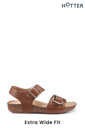 Hotter Tan Brown Tourist II Buckle Extra Wide Fit Sandals PJ152.27 (B56247) | £79