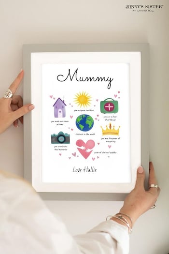 Personalised Mothers Day Framed Illustrated Print by Jonnys Sister (B56351) | £35