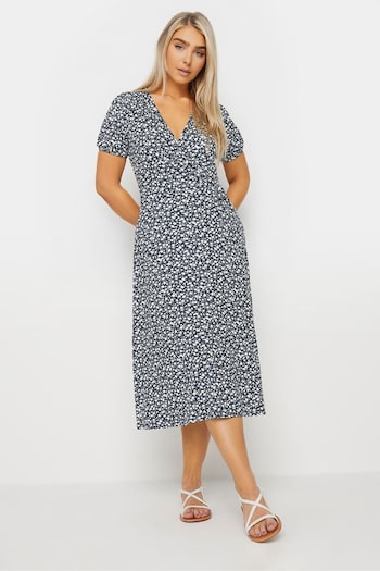 M&Co Blue Maxi V-Neck Wrap Front Dress (B56504) | £34