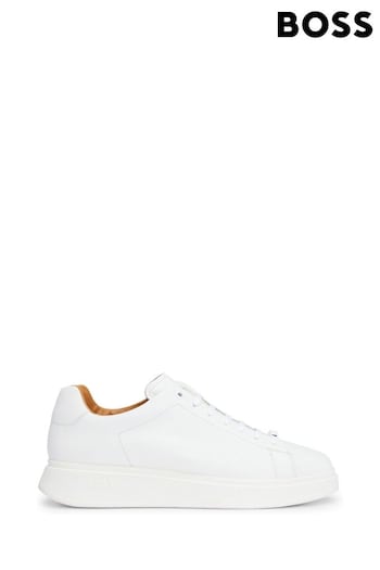 BOSS White Rubber Outsole Trainers in Leather (B56558) | £239