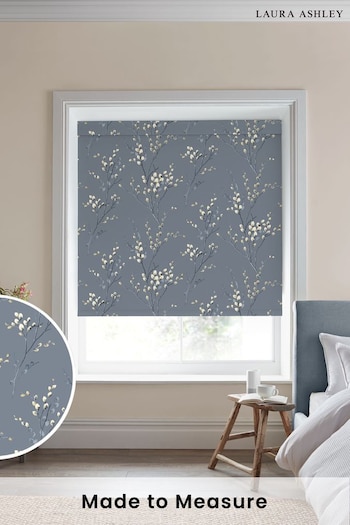 Laura Ashley Dark Seaspray Blue Pussy Willow Made to Measure Roller Blind (B56559) | £58