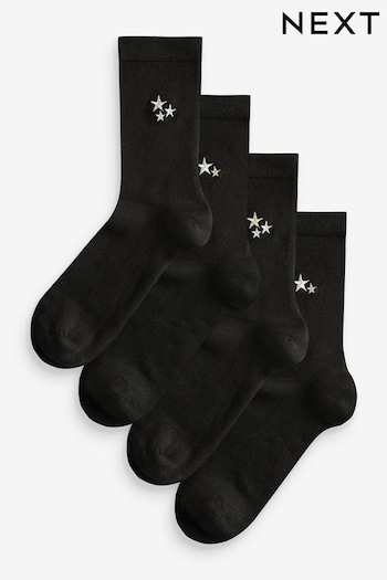 Sparkle Stars Embroidered Motif Ankle Socks 4 Pack (B56592) | £12