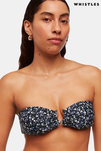 Whistles Forget Me Not Bandeau Black Swimsuit (B56623) | £45