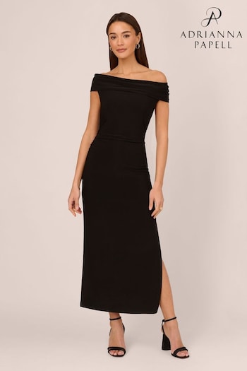 Adrianna Papell Matte Jersey Long Black Dress (B56652) | £119