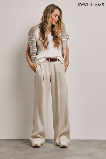 Anthology By JD Williams Natural Linen Wide Leg Trousers (B56706) | £45