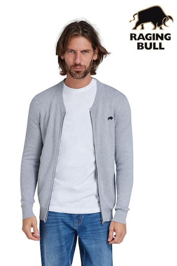 Raging Bull Grey Knitted Baseball Cardigan (B56749) | £94 - £104