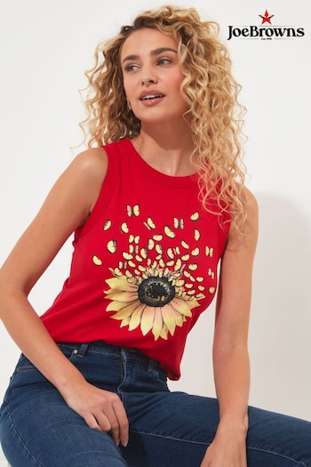 Joe Browns Red Sunflower Print Scoop Neck Vest (B56797) | £21