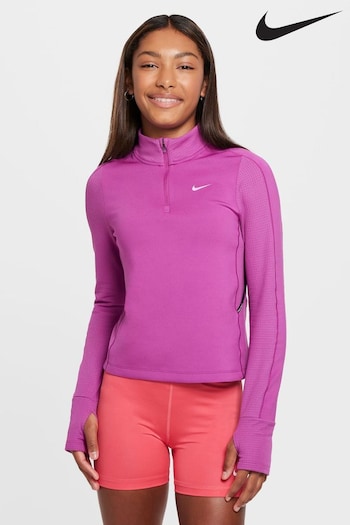 Nike Purple Fuschia Pro Therma-FIT Long-Sleeve Half Zip Training Top (B56811) | £43