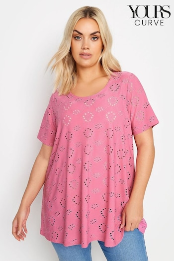 Yours Curve Pink Broderie Anglaise Blouses (B56866) | £20