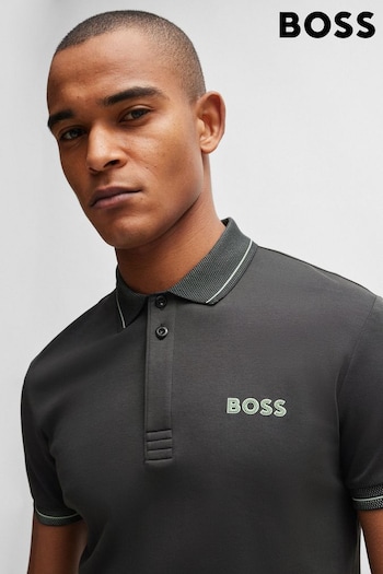 BOSS Dark Grey Interlock Slim Fit Sporty Polo Shirt (B57004) | £99