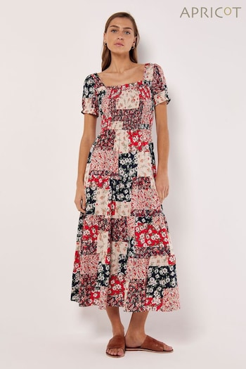 Apricot Red Vintage Daisy Patchwork Maxi Dress (B57007) | £36