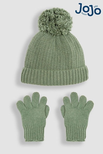 JoJo Maman Bébé Khaki Rib Hat And Gloves Set (B57102) | £22.50