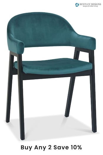 Bentley Designs Weathered Oak Azure Camden Peppercorn Upholstered Arm Chairs Set of 2 (B57117) | £450