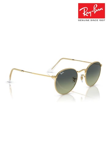 Ray-Ban Gold Tone Round Metal Rb3447 Sunglasses (B57147) | £164