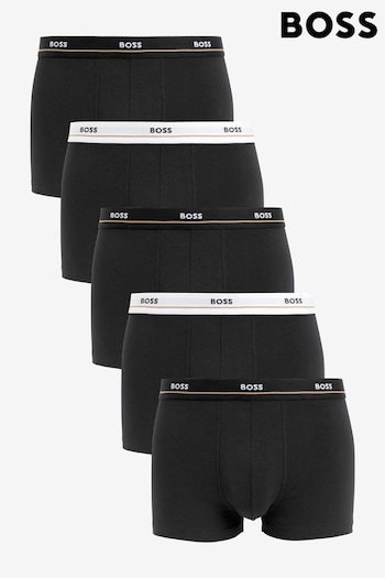 BOSS Black Stretch Cotton Logo Waistband 5-Pack Boxer Trunks (B57217) | £69