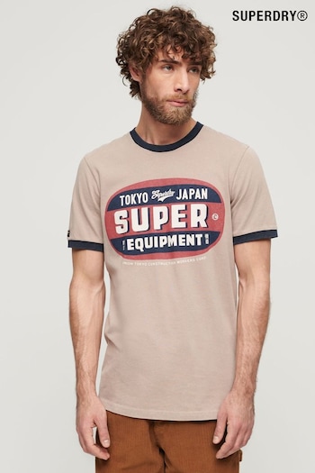Superdry Nude Ringer Workwear Graphic T-Shirt (B57248) | £30