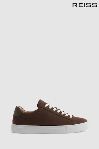 Reiss Mid Brown Finley Nubuck Nubuck Leather Low Top Trainers (B57330) | £138