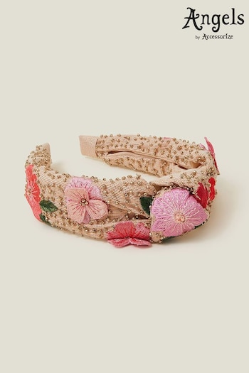 Angels By Accessorize Girls Pink Flower Embellished Headband (B57424) | £12