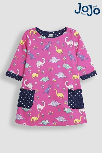 JoJo Maman Bébé Fuchsia Pink Dino A-Line Dress (B57439) | £23