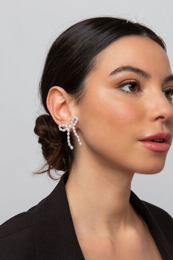 Aela Cream Pearl Bow Earrings (B57493) | £10