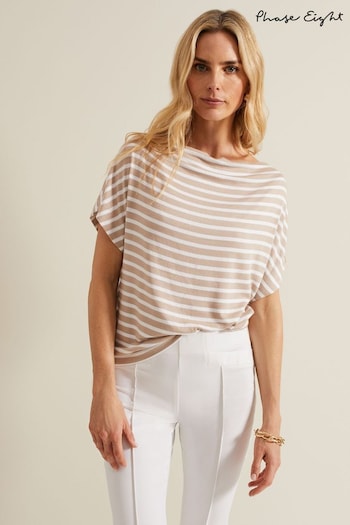 Phase Eight Natural Carina Stripe Cowl Neck Top (B57591) | £55