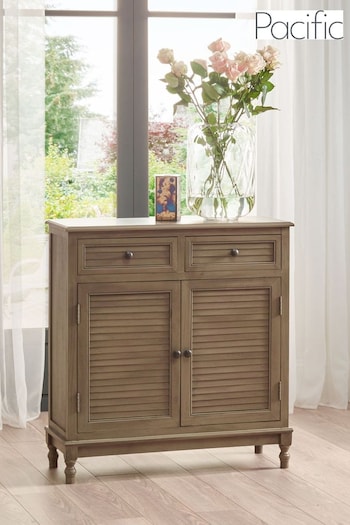 Pacific Taupe Brown Ashwell Pine Wood 2 Drawer 2 Door Unit (B57597) | £275