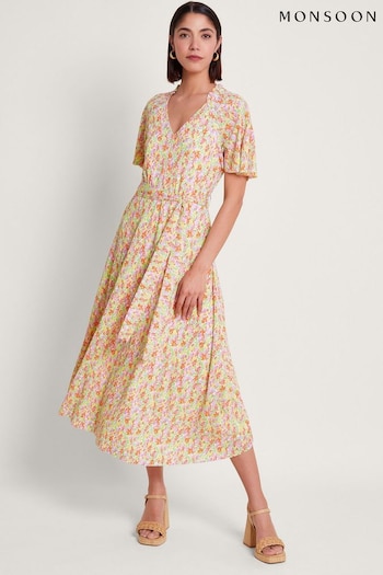 Monsoon Green Tatum Floral Dress (B57672) | £75