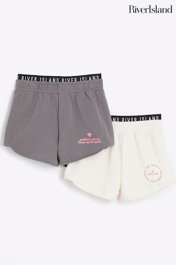 River Island Grey Girls Waistband Runner Dolce shorts (B57689) | £16