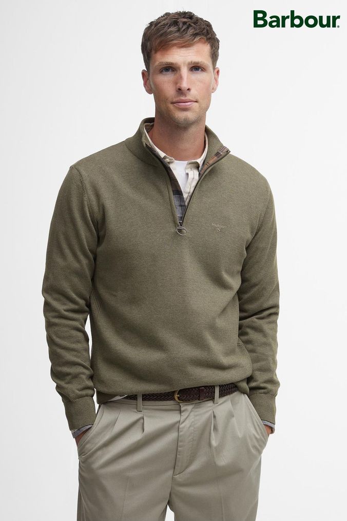 Mens Green Zip Neck Knitwear Next Official Site