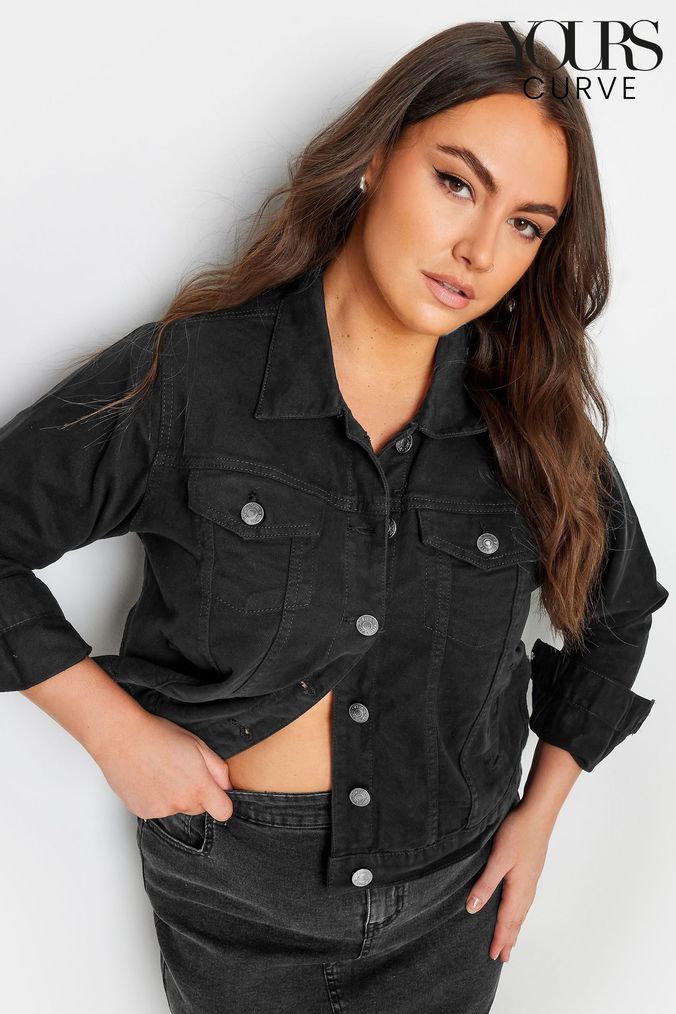 Black fitted jean jacket new arrivals