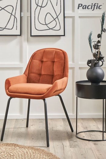 Pacific Cinnamon Orange Alba Velvet Dining Chair with Black Legs (B57986) | £165