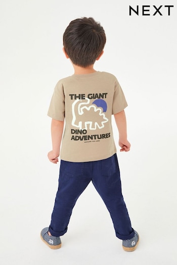 Neutral Dinosaur Back Print Short Sleeve T-Shirt (3mths-7yrs) (B57999) | £7 - £9