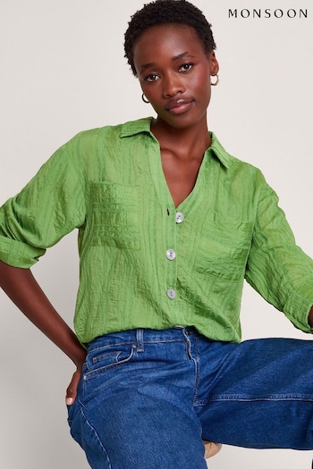 Monsoon Green Sofia Textured Shirt (B58108) | £49