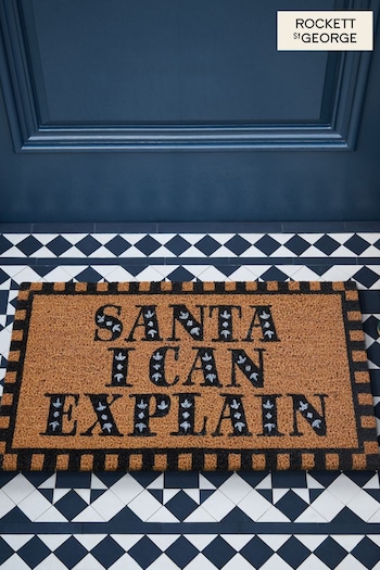 Rockett St George Black Santa I Can Explain Doormat (B58153) | £16