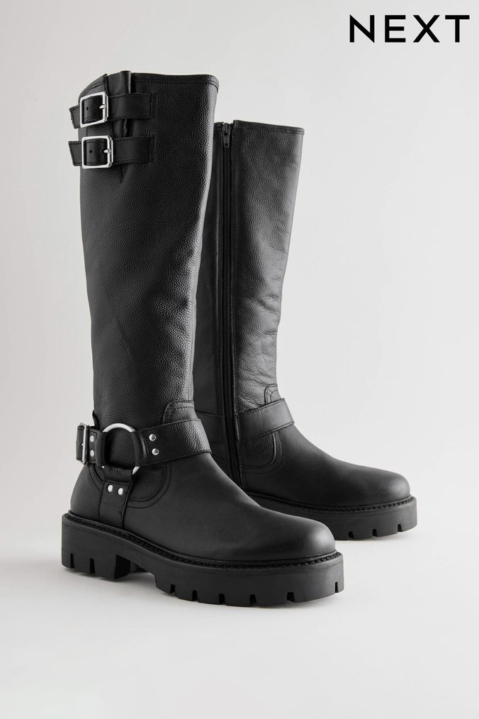 Women s Biker Boots Buckle Biker Boots Next Official Site