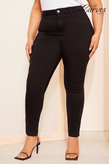 Curves Like These Black Skinny Fitted Jeggings (B58255) | £29