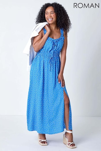Roman Blue Spot Print Midi Dress (B58343) | £45