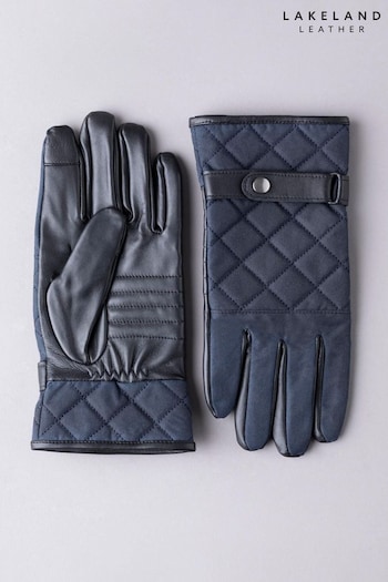 Lakeland Leather Blue Wax Quilted Gloves (B58410) | £40