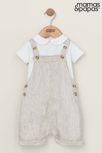 Gifts Under £30 Grey/White Dungaree And Bodysuit Set 2 Piece (B58432) | £35