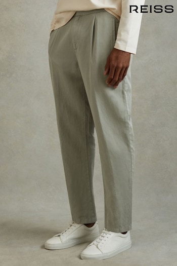 Reiss Pistachio Pact Relaxed Cotton Blend Elasticated Waist Trousers (B58577) | £128