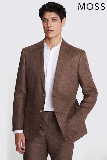 MOSS Tailored Fit Copper Linen Brown Jacket (B58642) | £189