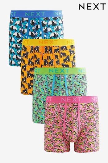 Bright Orange/Green/Blue Animal Print Animal A-Front Boxers 4 Pack (B58849) | £24