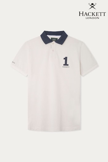 Hackett London Men Short Sleeve White Polo Shirt (B58905) | £130