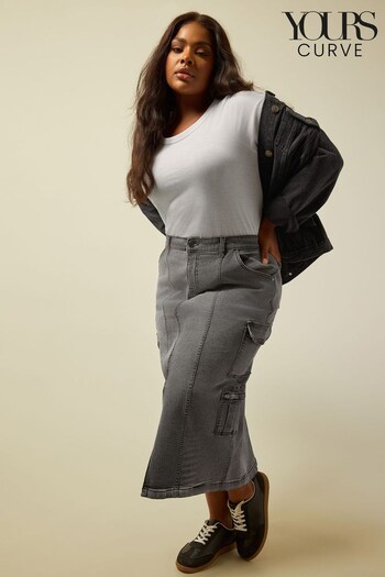 Yours Curve Grey Maxi Zip Skirt (B58931) | £31
