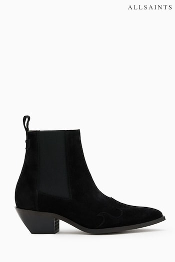 AllSaints Dellaware Suede Black Boots (B58956) | £249