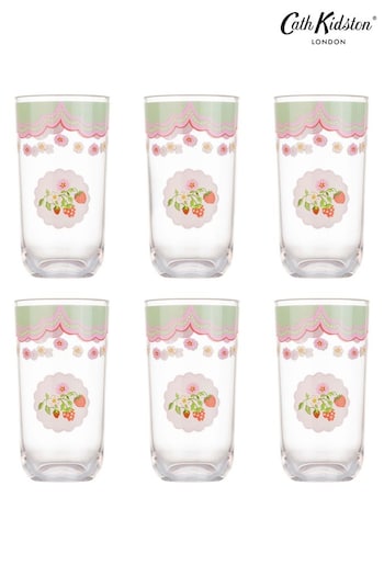 Cath Kidston Set of 6 Strawberry Shatter Resistant High Ball Glasses (B59026) | £36